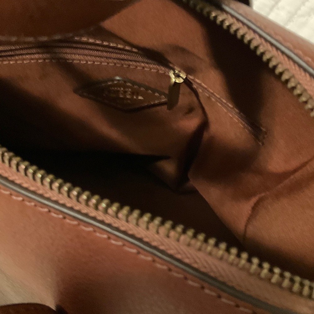 Fossil Chestnut Brown Leather Satchel with Removable Strap - Picture 5 of 6